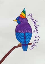 Cute Birthday Card for Anyone - Bird with Party Hat created by artmilli