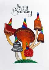 Birthday Card - Mushroom with Party Hats created by artmilli