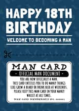 Funny Birthday Card - 18th - Official Man Document created by AbiGoLucky