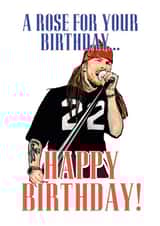 An awesome Guns n Roses, Axl rose inspired Birthday card created by The Birthday Songs