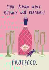 Funny Boozy Birthday Card For Prosecco Lovers - Prosecco Bottle created by Alice Mole Illustration