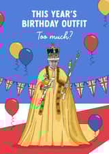 Funny King Charles Coronation Birthday outfit card created by Evie Garnett Designs