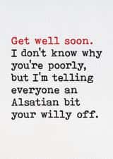 Funny Get Well Soon Card - Alsatian Accident! created by Brainbox Candy