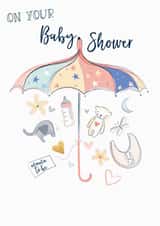 Cute pastel coloured baby shower card for a Mama to be created by Katie Phythian Design