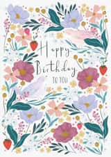 Pretty Birthday Card - Birds - Flowers created by Holly & Wildflower