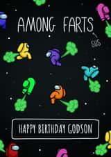 Funny Among Us inspired Fart Birthday card for a gamer Godson! created by Evie Garnett Designs