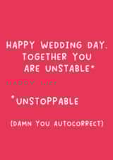 Funny Wedding Card - Autocorrect created by Pack a Punch Designs