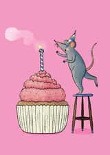 Cute Birthday Card - Mouse and Cupcake created by Saffron Russell