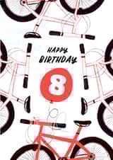 Classic Birthday Card - 8 years old - Illustration Red Bike created by patternmuse