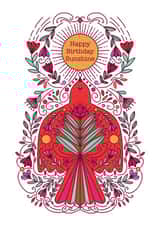 Pretty Birthday Card for Friend or Partner - Happy Birthday Sunshine - Folk Art created by Stephanie Mcrae