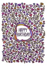 Pretty Birthday Card for Friends and Family - Floral Line Art - Happy Birthday created by Stephanie Mcrae