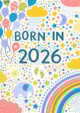 Pretty New Baby Card - Born in 2026 created by Pear Tree Press