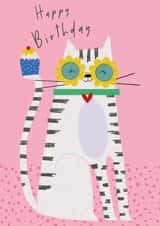 Cute Birthday Card - Happy Cat created by Laura Darrington Design Ltd.