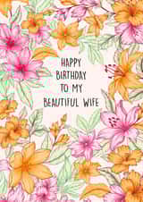 Pretty Birthday Card - Beautiful Wife created by Poppy & Mabel 