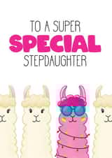 Funny Birthday Card - Stepdaughter - Llama created by Bev O'Connor || @oconnordesign