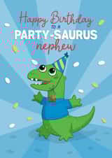 Funny Dinosaur Card for Nephew - Partysaurus Cute Dinosaur Card for him created by Running with Scissors