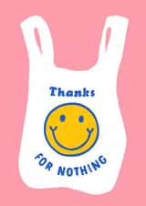 Hilarious Thank You Card For Friends - Carrier Bag - Thanks For Nothing created by Butter Bean Sketch Club