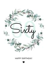 Floral 60th birthday card for her created by SophDc