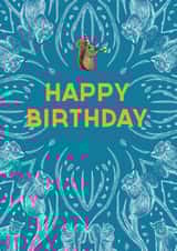 Birthday Squirrel Card - Cute Squirrel Pattern Birthday Card - Wildlife Card created by Oliver Stockley