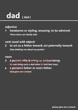 Funny card for dad that is a dictionary definition and asking for a tenner created by Laughable Letters