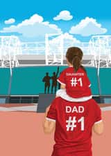 Dad and Daughter at Manchester United Stadium - Football Card, Sports Card created by Squiggle Scribble