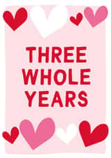 Three Whole Years - Anniversary Card - Wedding Anniversary Card - Cute created by Gem Draws Stuff