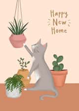 Cute New Home Card - Cat and Plants created by Studio Mads