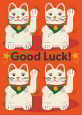 Good Luck Card - Waving Cat created by Minnie and Maurice