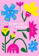 Sassy Birthday Card for a Blooming Friend – Grumpy Flowers Unleash Attitude created by Cherbear Creative Studio