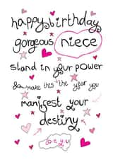 Heartfelt Birthday Card - Niece - Manifest Your Destiny created by Love and Happy Stuff