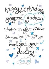 Heartfelt Birthday Card - Godson - Manifest Your Destiny created by Love and Happy Stuff