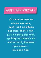Swim an Ocean for You - Fake Tan - Happy Anniversary created by Hartfelt Designs