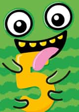 5th Birthday Card - Cute Monster created by Macie Dot Doodles