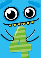 4th Birthday Card - Cute Monster created by Macie Dot Doodles