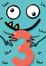 3rd Birthday Card - Cute Monster created by Macie Dot Doodles