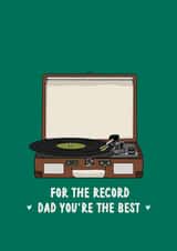 'For The Record Dad, You're The Best' Illustrated card for music loving Dads created by Twisted Rebel Designs