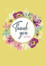 Thank you so much card for someone who matters - Pretty floral wreath. created by Beverley Hopwood Illustration