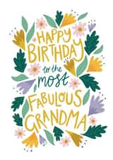 Fabulous Grandma Birthday Card - Pretty Floral Birthday Card for Grandma created by Christine Cuddihy Illustration