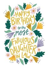 Fabulous Daughter In Law Birthday Card - Pretty Floral Card for Daughter-In-Law created by Christine Cuddihy Illustration