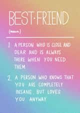 Funny, Best Friends, Definition Card created by CurlyLocksCanvasesUK