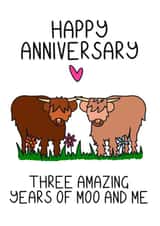 Cute Anniversary Card - 3rd - Cows created by Schnauzer Scribbles