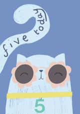 Cute Birthday Card - 5th - Cat created by Vicky Carpenter