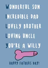 WILLY card for a lovely man in your life created by Pip Page