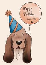 Basset hound birthday card created by Nat’s Attic Creatures