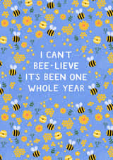 Cute Bee One Year Anniversary Card 1st created by Pear Tree Press