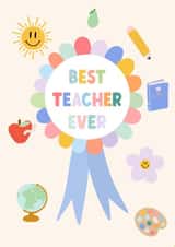 Best teacher ever card - teacher card - cute teaching card created by Pearl Studio