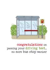 Congratulations on passing you driving test - Bus stop Wanker - Congratulations created by Dandelion Stationery