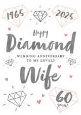 Pretty Anniversary Card - Diamond - 60th - Wife created by Juniper and Rose Studio