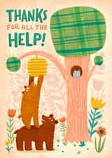 Cute Thank You Card - Bears Helping Each Other - Thanks for All the Help! created by Kay Wolfersperger