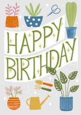 Cute Happy Birthday - Houseplant - Gardening - Plant Lover created by Louise Brainwood